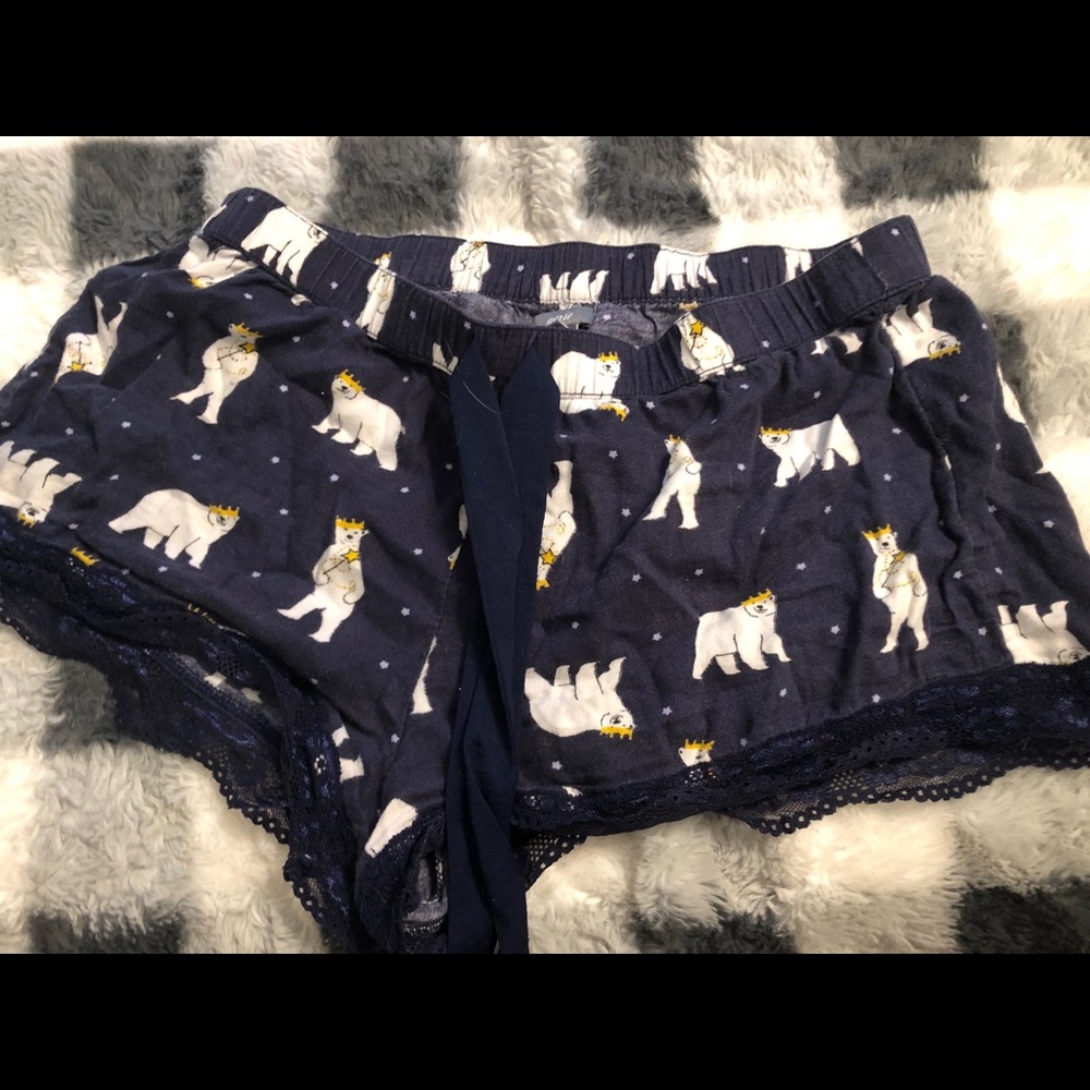 Aerie Lace-edged Flannel Sleep Shorts